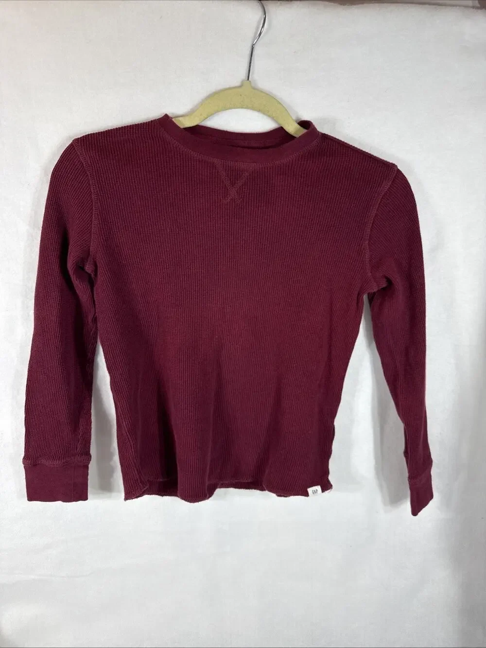GAP Boys Long Sleeve Thermal Pullover Shirt Maroon Size MEDIUM (8)